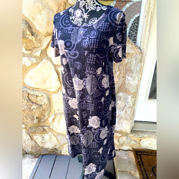 Lularoe Carly Dress Size Medium M - Black and Gray - Picture 3 of 5